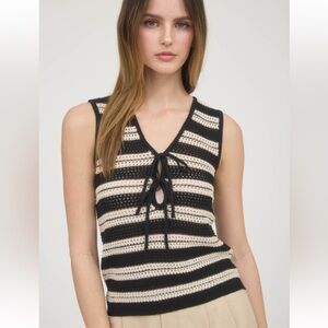 Striped Black and Cream Knit Blouse